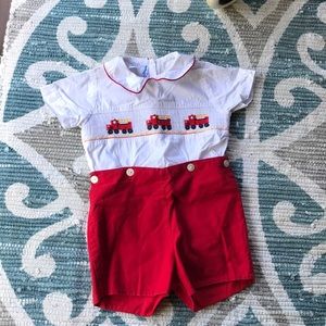 FireTruck Smocked Suit